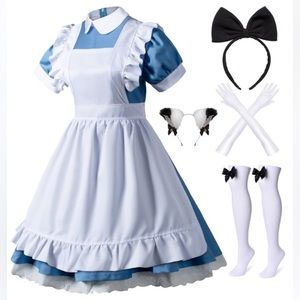 6Pcs costume Lolita French Maid Apron Fancy Dress Cosplay